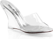 Fabulicious Sleehakken -39 Shoes- LOVELY-401 US 9 Transparant/Zilverkleurig