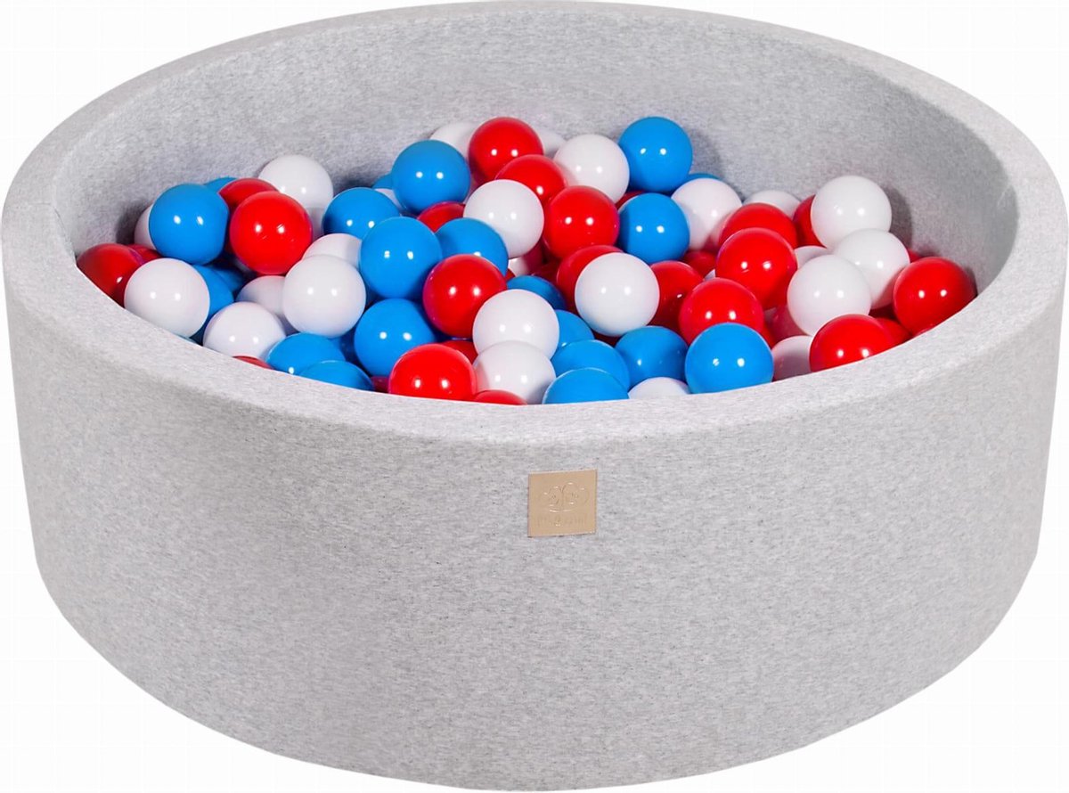 Ronde Ballenbak set incl 200 ballen 90x30cm - Licht Grijs: Rood