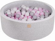 MeowBaby® Ronde Ballenbak set incl 200 ballen 90x30cm - Licht Grijs : Wit
