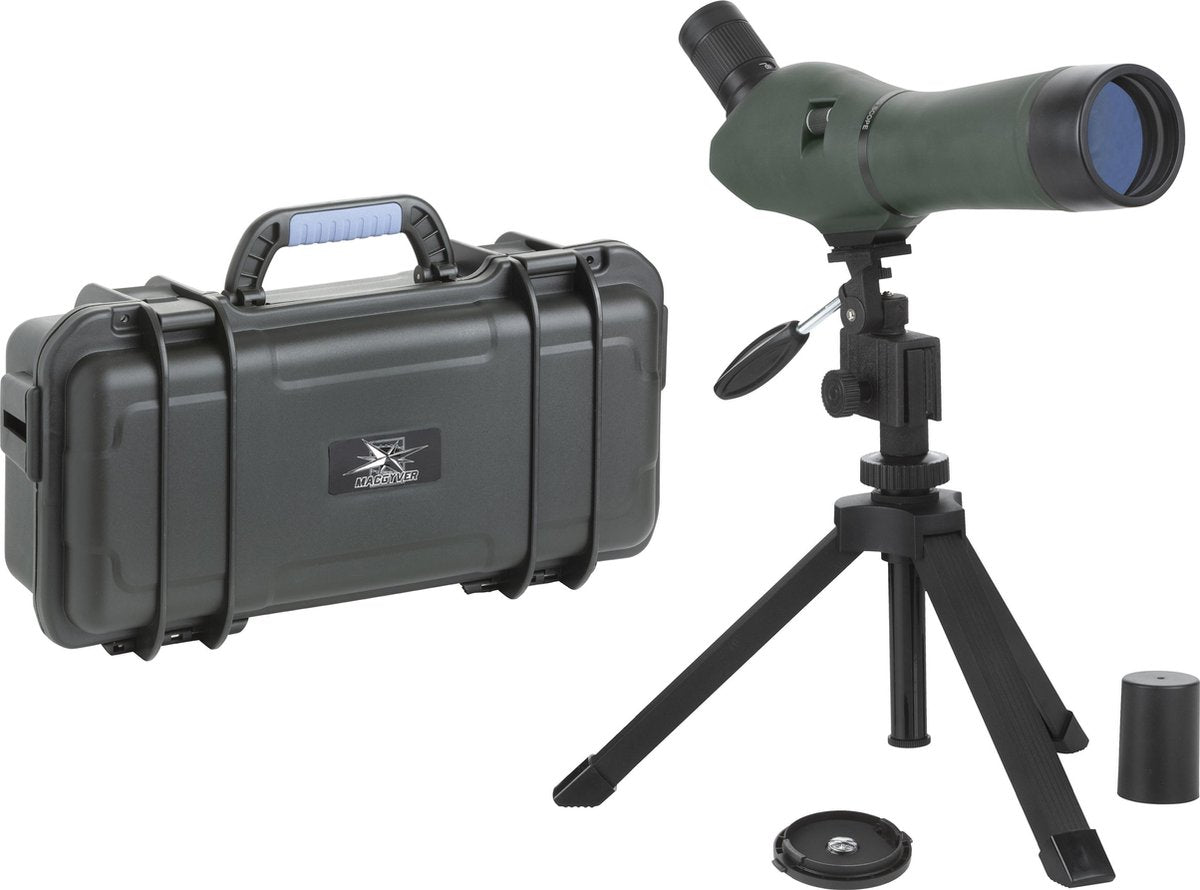 MacGyver Spotting Scope 20-60x60 ZOOM - Telescoop - Met Waterdichte kist en statief + raamstatief - Ook voor brildragers - Groen