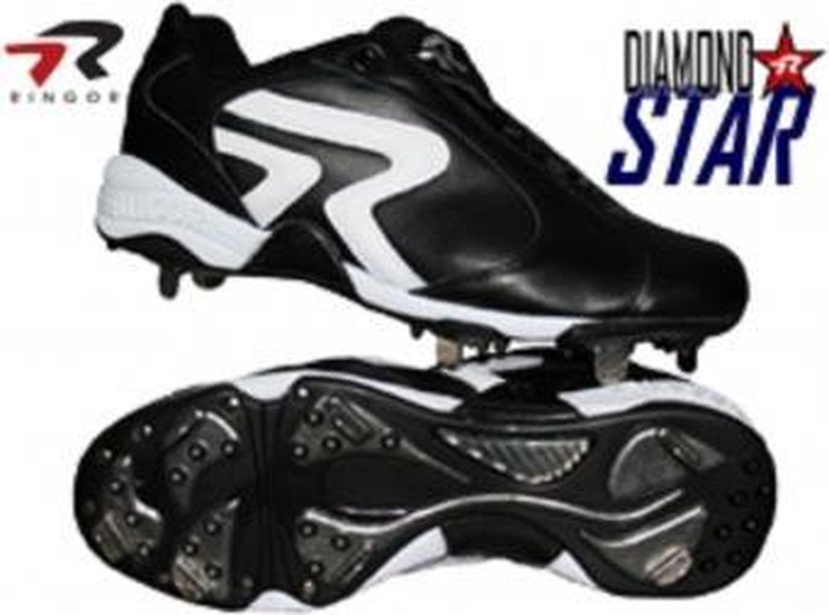 Ringor Diamond Star Metal Softball Cleats PTT - Black - US 6