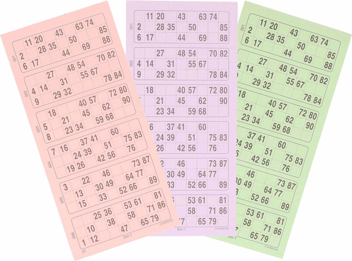 5x Bingokaarten 1-90