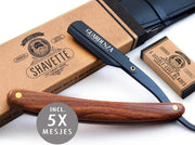 Guardenza Shavette "Cut Throat" scheermes (incl. scheermesjes en hoes) - open scheermes - barbiermes
