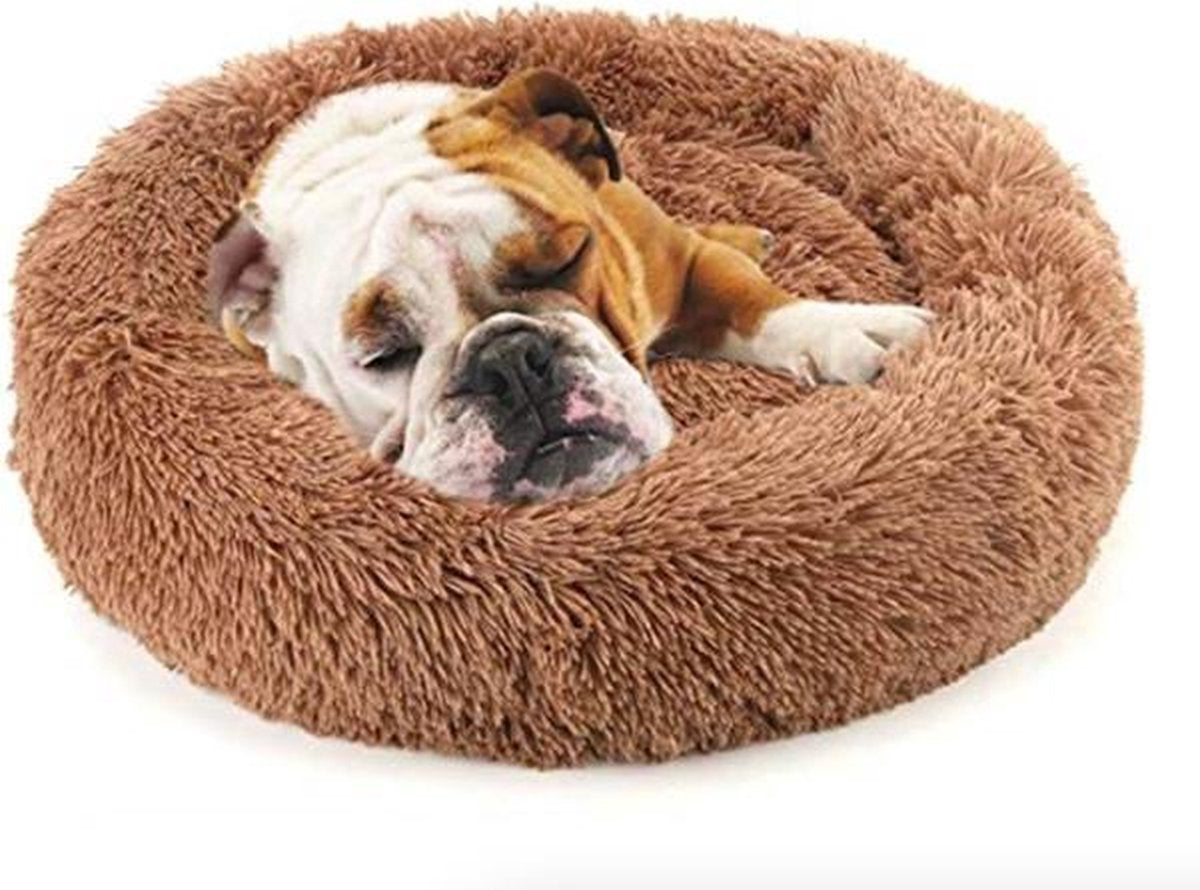 Donut hondenkussen | Bruin | 60 cm | Geschikt voor dieren van tot ongeveer 45cm | Hondenmand | Zacht