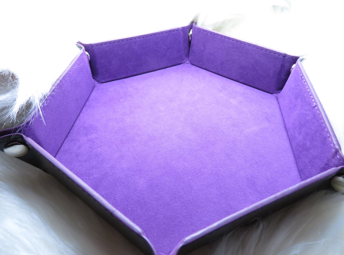 Dice Tray | Dobbelstenen Bakje - Paars Zwart | Velvet en Leer met Drukknoopjes | Voor D&D en Andere Rollenspellen | Dungeons and Dragons | Dobbelstenen Bak | Rollen Dobbelstenen | Dobbelsteenbak | Dice Rolling Tray