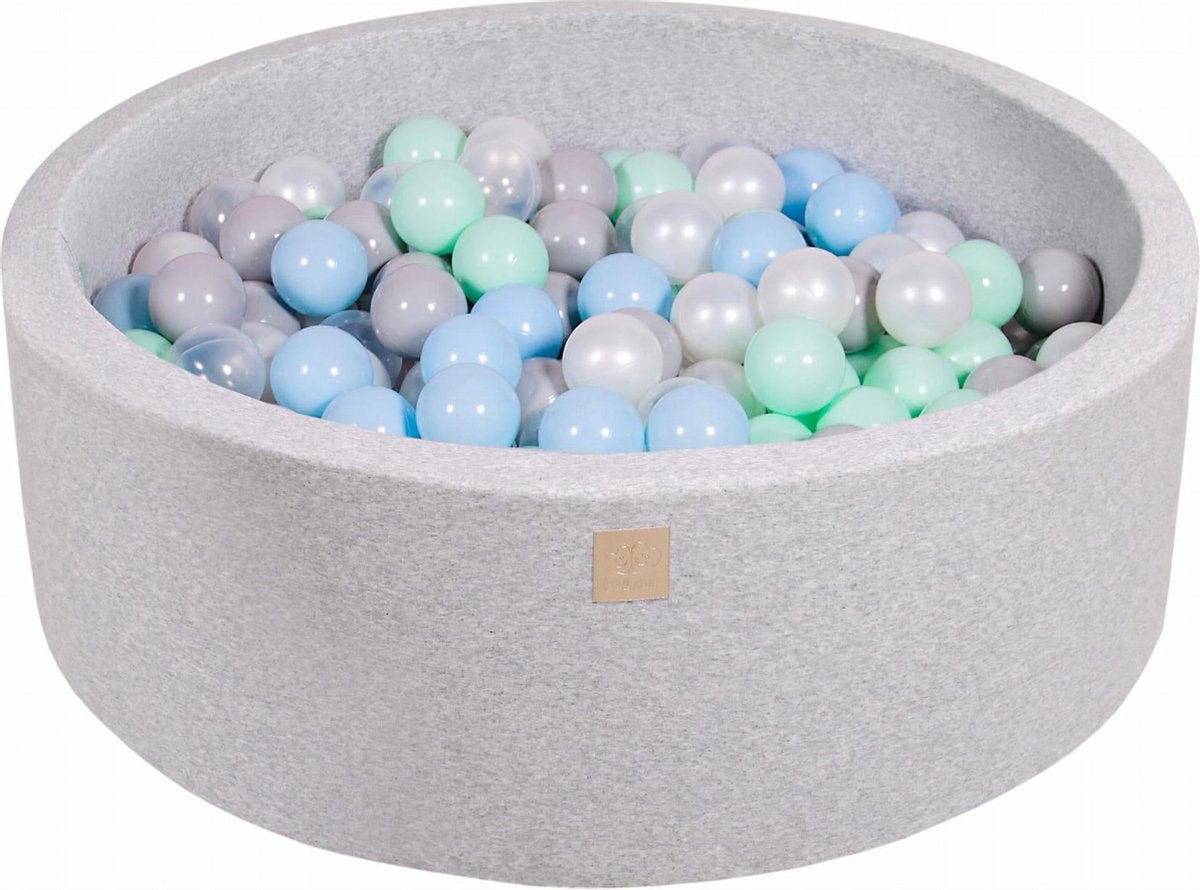 Ronde Ballenbak set incl 200 ballen 90x30cm - Licht Grijs: Parel Wit
