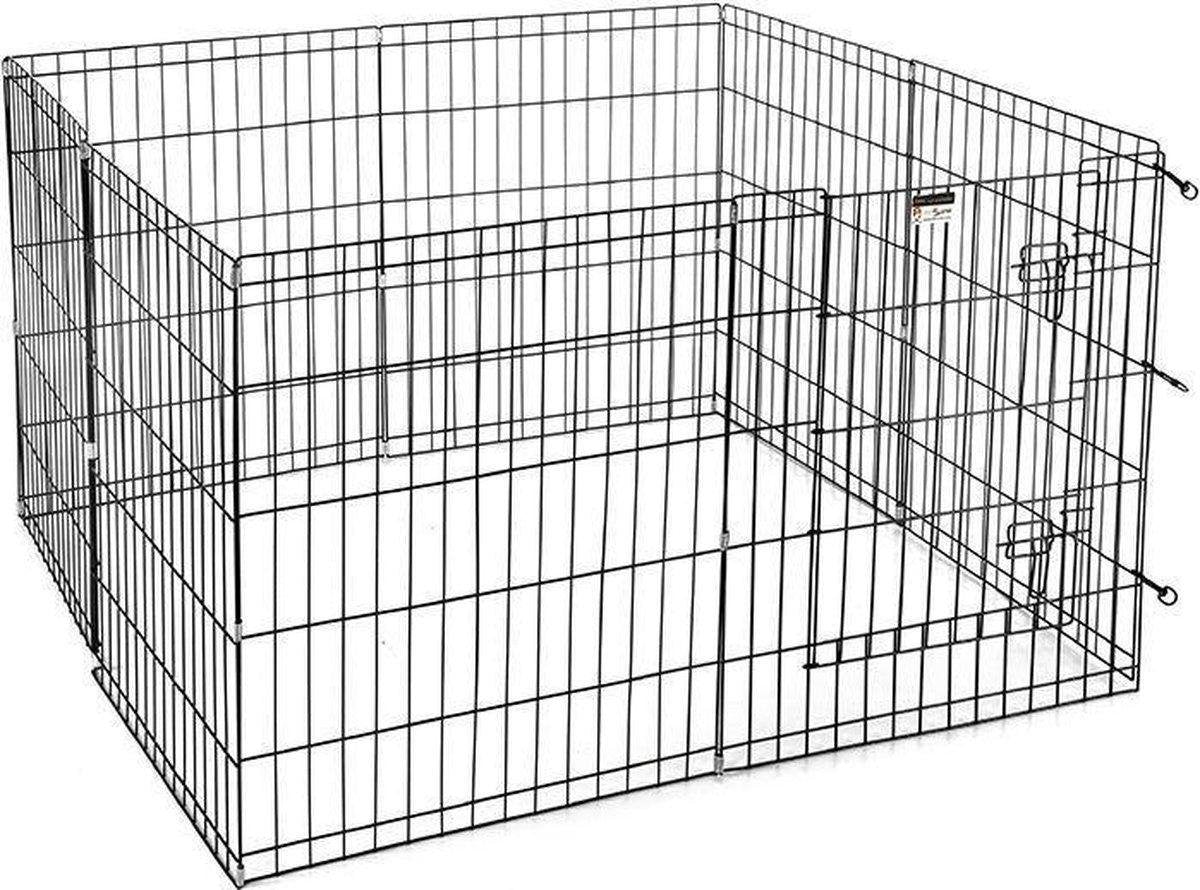 Puppyren opvouwbaar S zwart gecoat metaal. 60 cm hoog - 560 cm omtrek