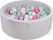 MeowBaby® Ronde Ballenbak set incl 200 ballen 90x30cm - Licht Grijs: Transparant