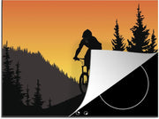 Luxe inductie beschermer Schemering illustratie - 75x52 cm - illustratie van mountainbiken in schemerlicht  - inductiebeschermer