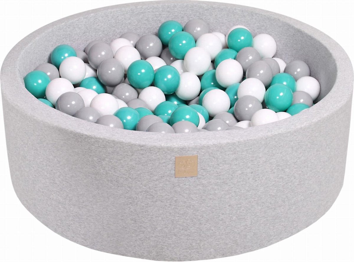 Ronde Ballenbak set incl 200 ballen 90x30cm - Licht grijs: Turquoise