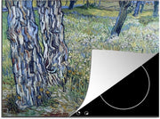 Luxe inductie beschermer Vincent van Gogh 2 - 65x52 cm - Boomstammen in gras - Schilderij van Vincent van Gogh  - inductiebeschermer