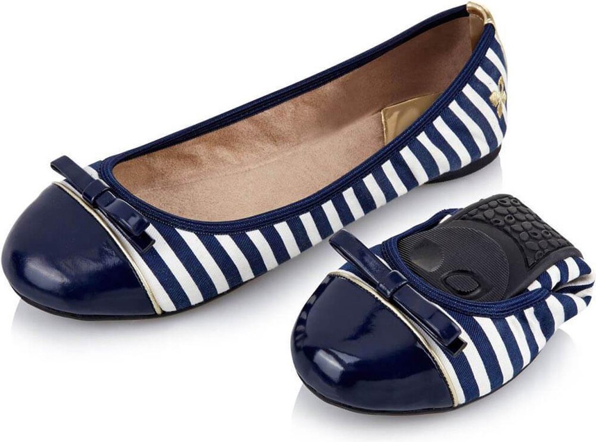 Sorprese – ballerina schoenen dames – Butterfly twists Cara marineblauw wit gestreept – maat 39 - ballerina schoenen meisjes