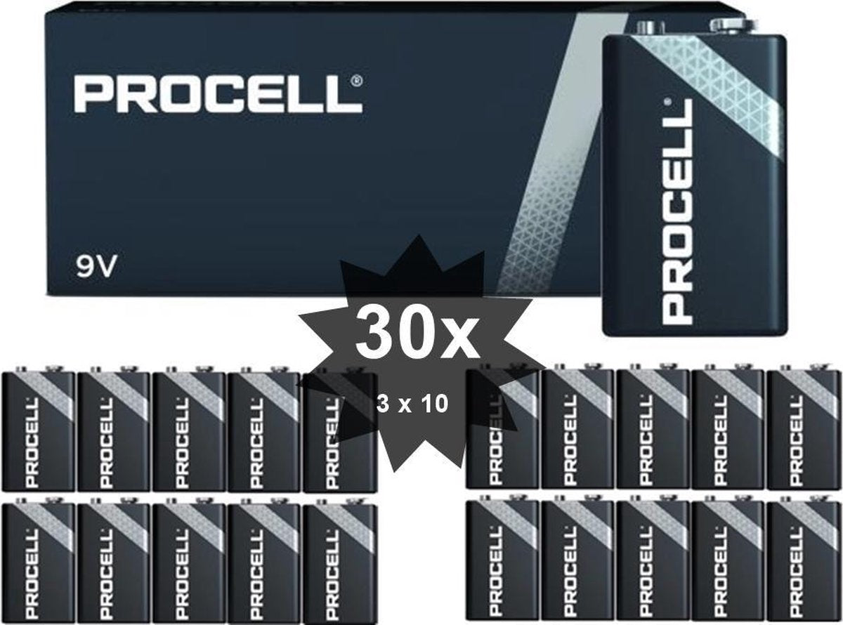 PROCELL 9V Alkaline E-Block / 6LP3146 - 30 Stuks (3 pakjes a 10st) -
