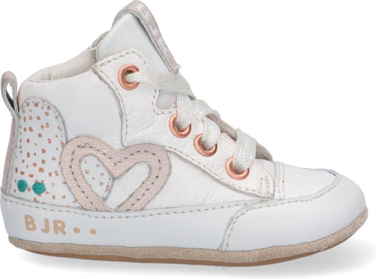 Bunnies JR 221100-500 Meisjes Lage Schoenen - Maat 18 - Wit - Babyschoentjes - Baby - Leer - Veters - Babysneakers