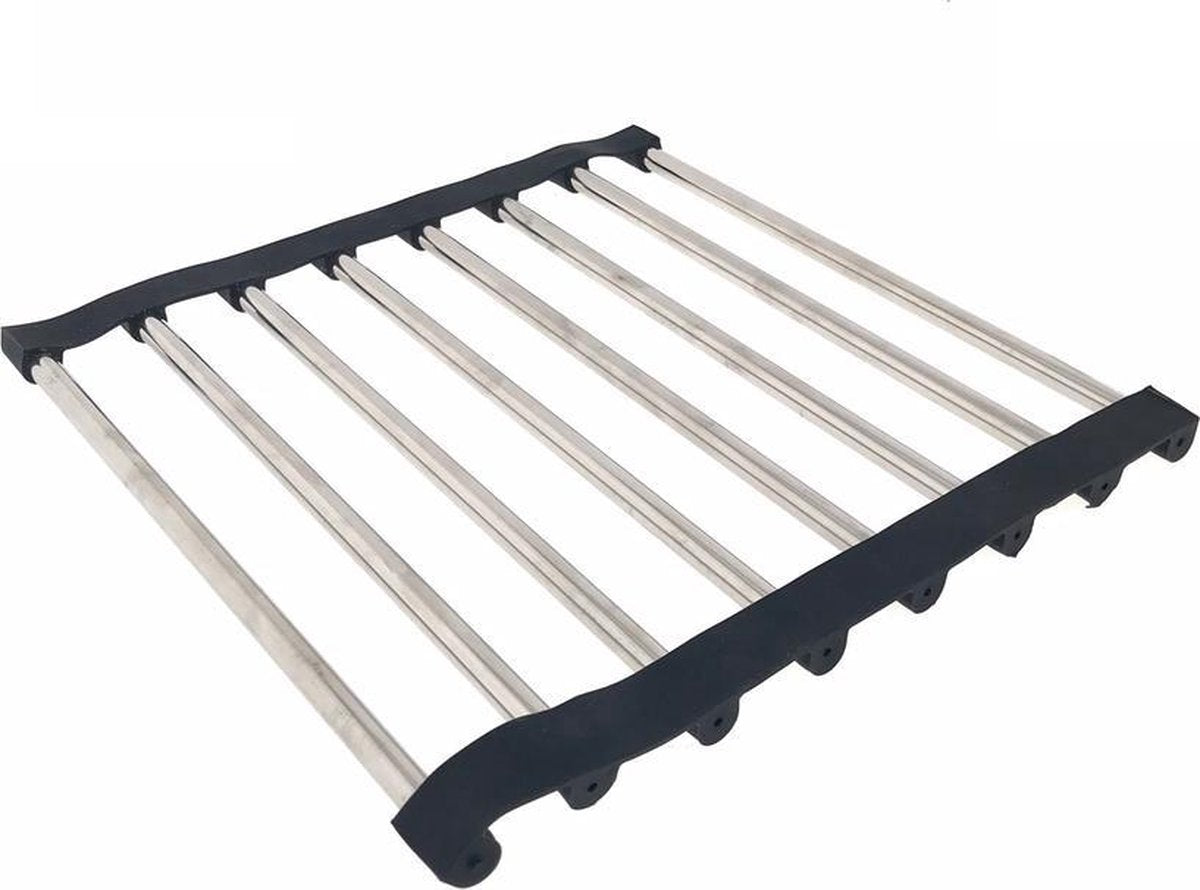 Benson Home | Mini Afdruiprek | Pannenonderzetter | 22x22x1 cm | RVS | Antislip | Opvouwbaar | Kras Bestendig | Grey |