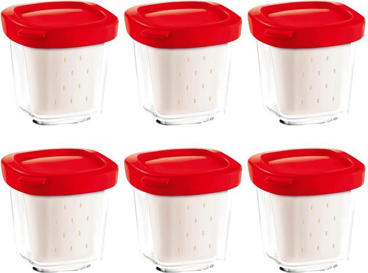 SEB - GLAZEN POTJES YOGHURTBEREIDER - SET 6ST - XF100501