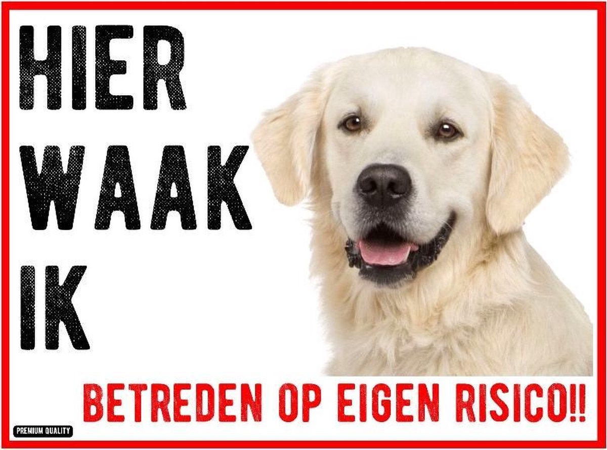 Waakbord Golden Retriever Dibond 20x15cm