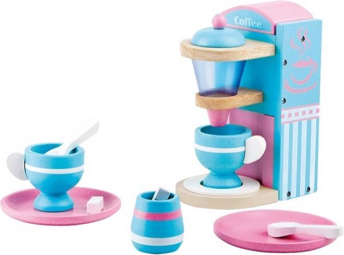 houten koffiezetapparaat + accessoires
