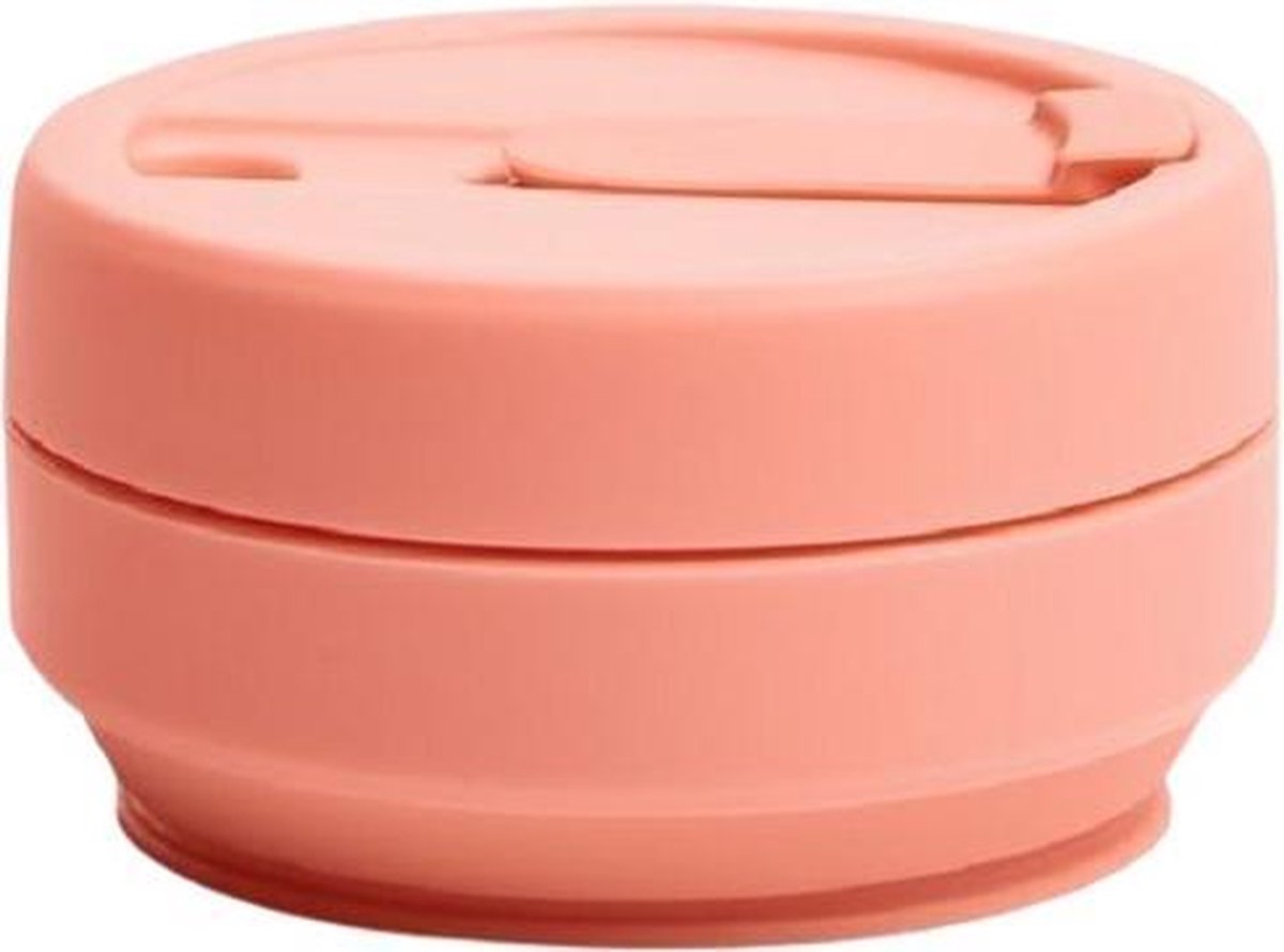 Stojo Drinkfles Pocket Cup Apricot 355 Ml Siliconen Roze