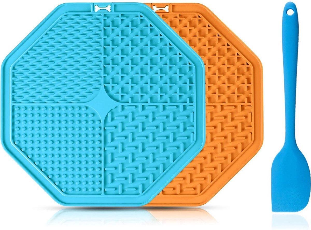BOTC Lickimat 3 IN 1 - 2 stuks Lickmat + Silicone spatulas - Blauw /Geel