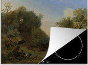Luxe inductie beschermer Paulus Potter - 75x52 cm - Orpheus en dieren - Schilderij van Paulus Potter  - inductiebeschermer