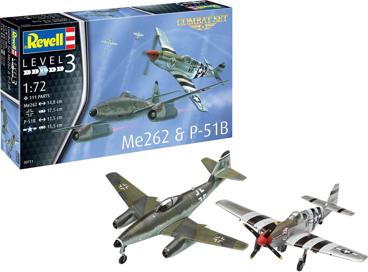 1:72 Revell 03711 Combat Set Messerschmitt Me262 & P-51B Mustang Plastic kit