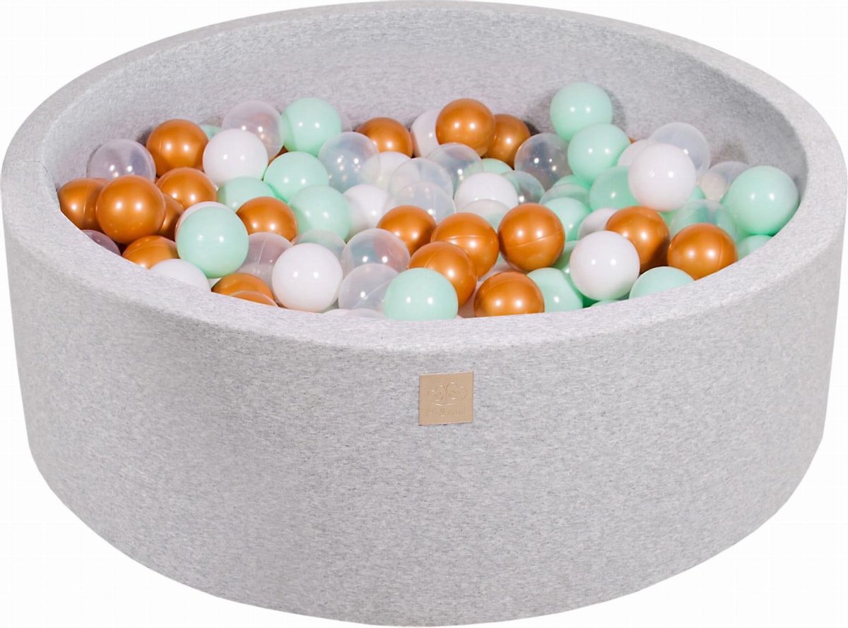 Ronde Ballenbak set incl 200 ballen 90x30cm - Licht Grijs: Wit