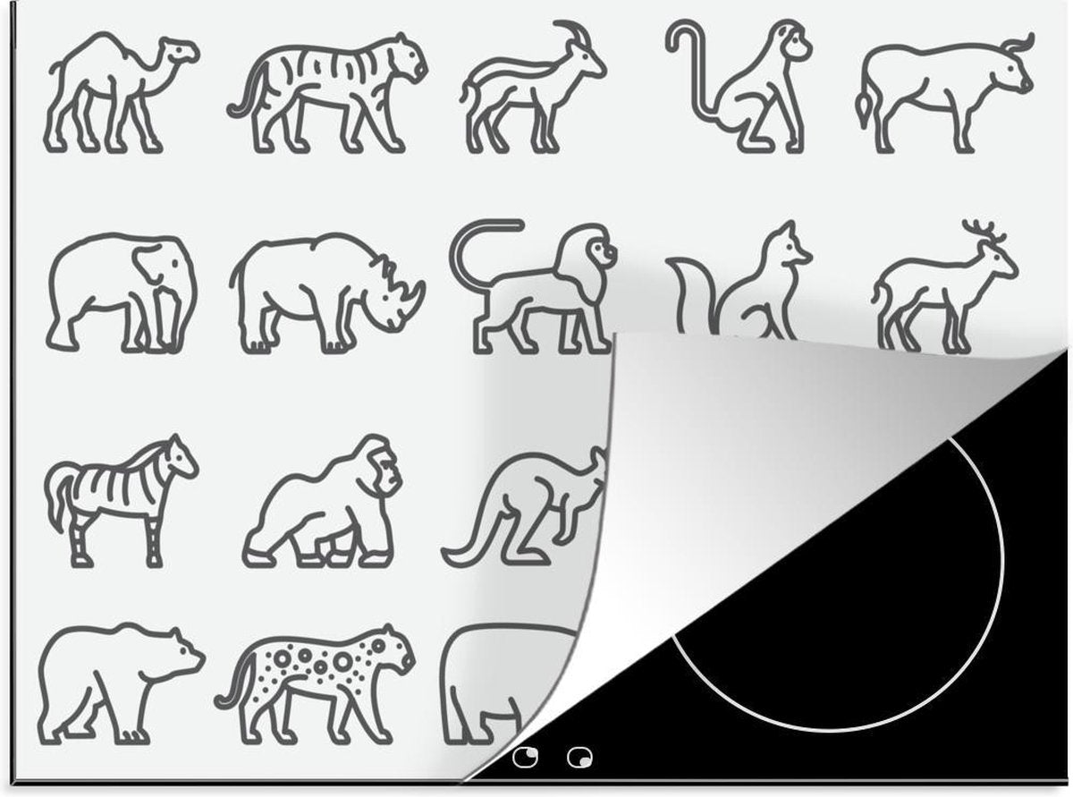 Luxe inductie beschermer The big five illustratie - 75x52 cm - pictogram illustratie van Big five  - inductiebeschermer