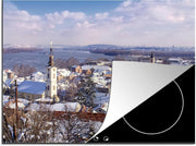 Luxe inductie beschermer Belgrado - 75x52 cm - Winterlandschap in Servische miljoenenstad Belgrado  - inductiebeschermer
