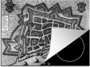 Luxe inductie beschermer Historische stadskaarten - 70x52 cm - historische oude stadskaart van Venlo in zwart wit  - inductiebeschermer