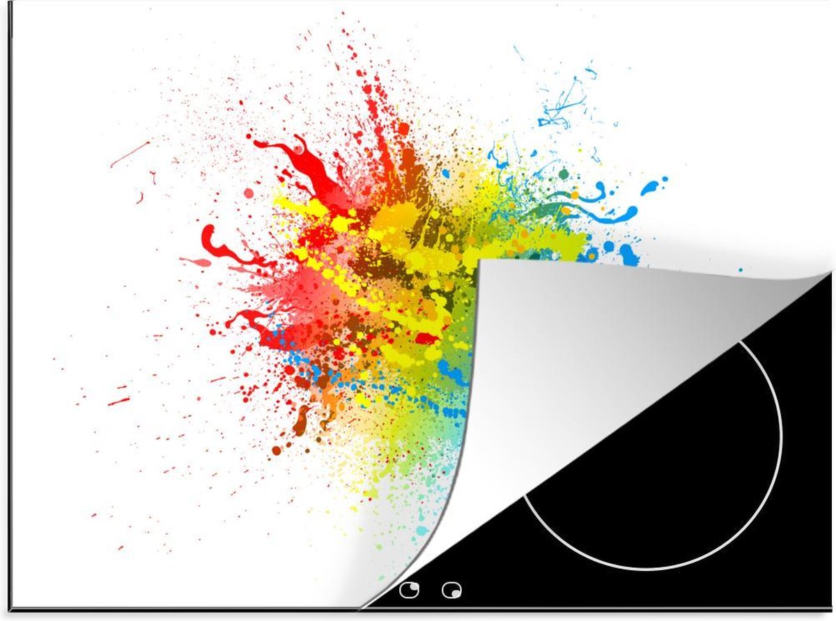 Luxe inductie beschermer Streetart illustratie - 70x52 cm - Illustratie van kleurrijke verfspetter als streetart  - inductiebeschermer