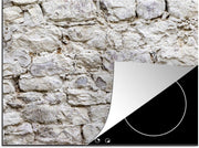 Luxe inductie beschermer Antieke stenen muur - 70x52 cm - Antieke stenen muur in wit  - inductiebeschermer