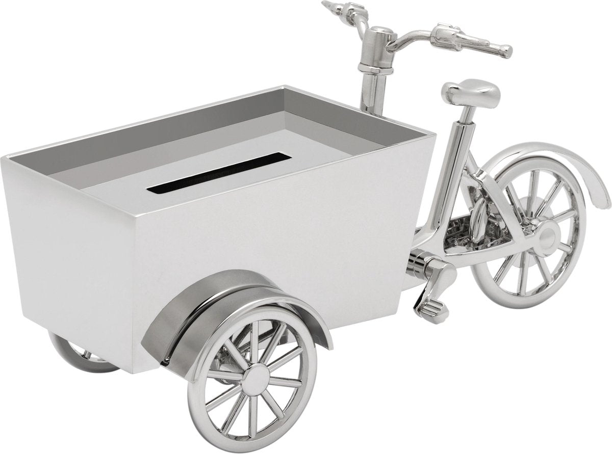 Zilverstad Bakfiets Spaarpot - Verzilverd - Graveerbaar