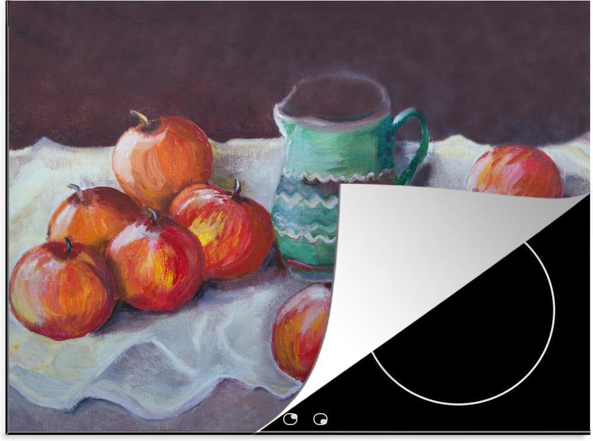 Luxe inductie beschermer Stillevens Abstract - 75x52 cm - Stilleven van acht appels en kan  - inductiebeschermer