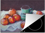 Luxe inductie beschermer Stillevens Abstract - 75x52 cm - Stilleven van acht appels en kan  - inductiebeschermer
