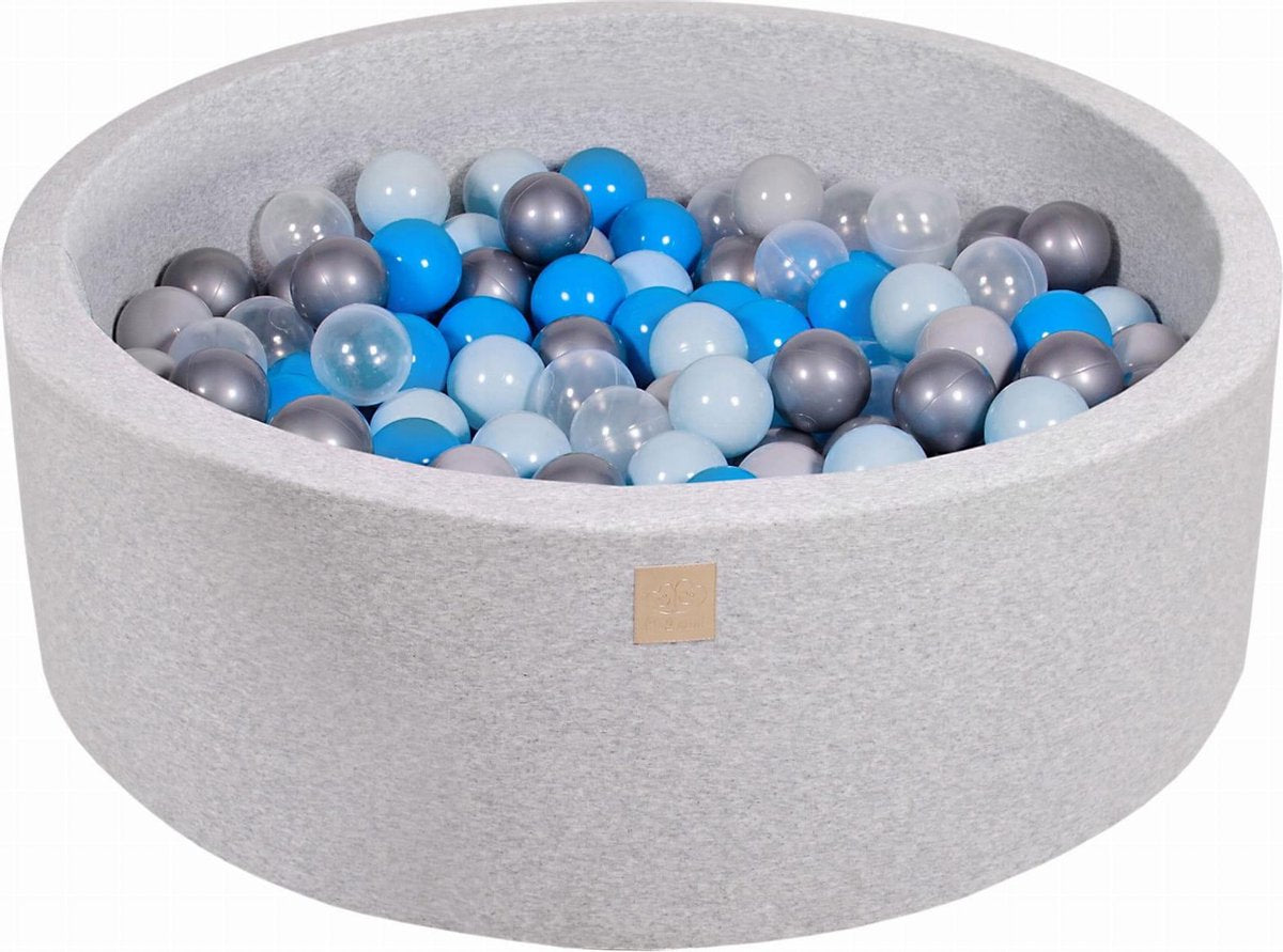 Ronde Ballenbak set incl 200 ballen 90x30cm - Licht Grijs: Blauw