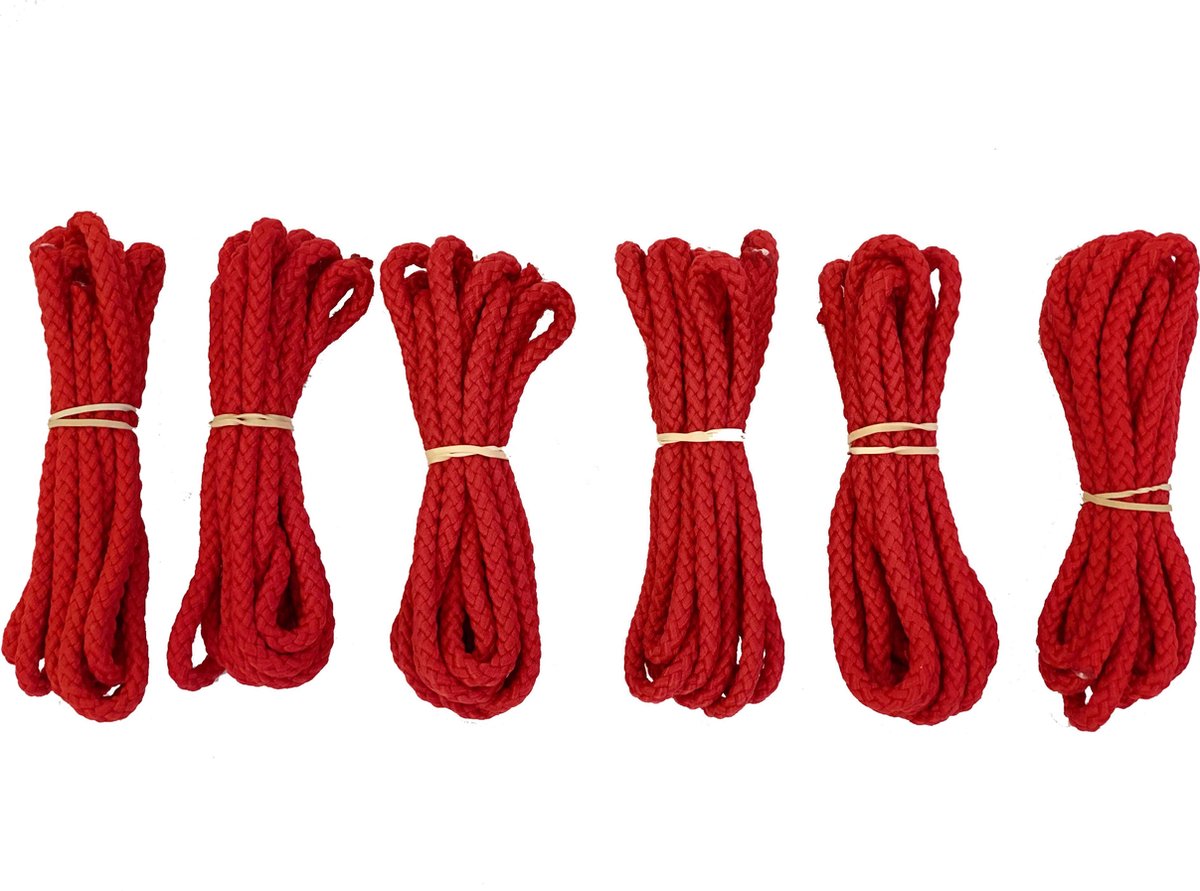 Springtouw | Springtouwen | Jumprope | Rood| 3 meter | Set 6 stuks | Springtouwtjes