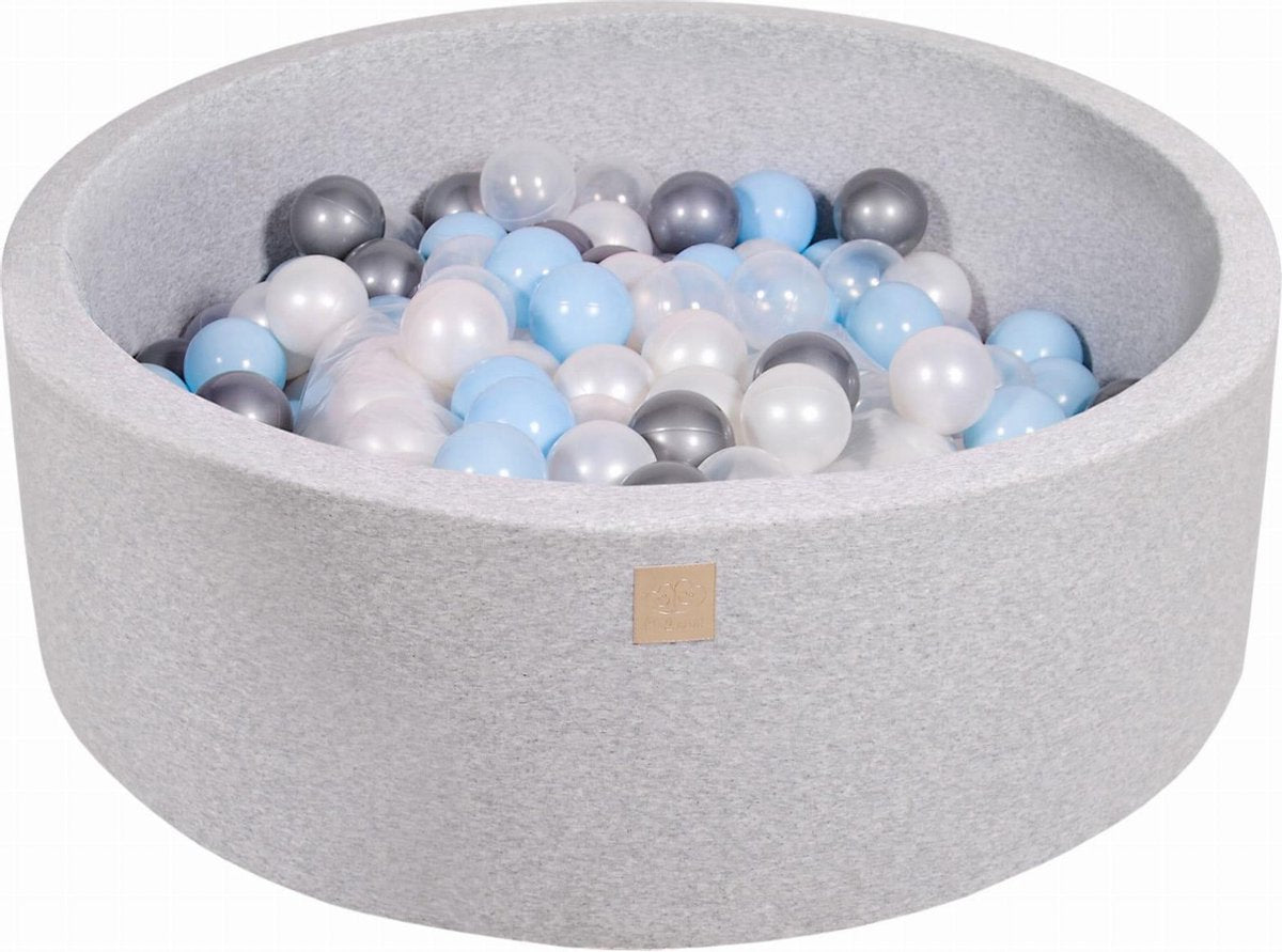 Ronde Ballenbak set incl 200 ballen 90x30cm - Licht Grijs: Babyblauw