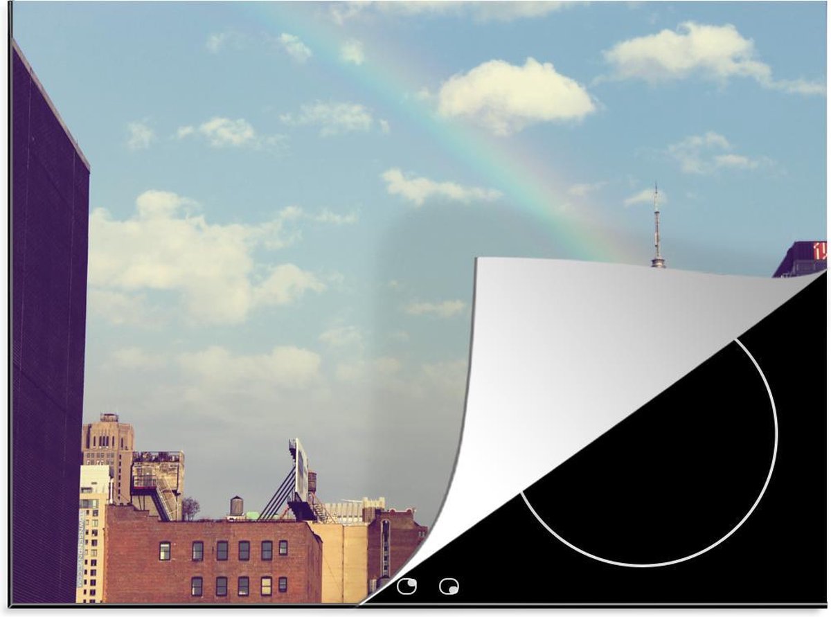 Inductie beschermer - New York - Regenboog - Lucht - 75x52 cm - inductiebeschermer