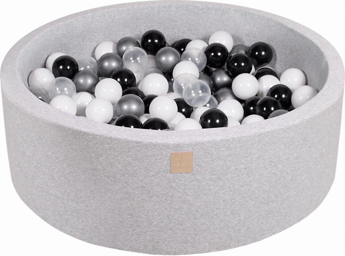 Ronde Ballenbak set incl 200 ballen 90x30cm - Licht Grijs: Wit