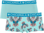 Chicamala meisjes 2P shorts owli turquoise - 158/164
