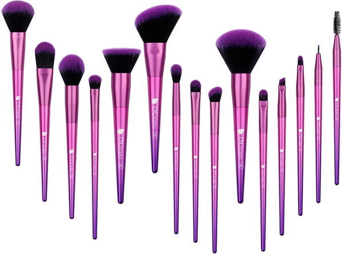 Dermarolling 15-Delige Make Up Kwasten Set R1503 Roze Kwasten