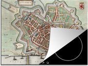Luxe inductie beschermer Historische stadskaarten - 75x52 cm - Oude en historische stadskaart van Nederlandse Zutphen  - inductiebeschermer