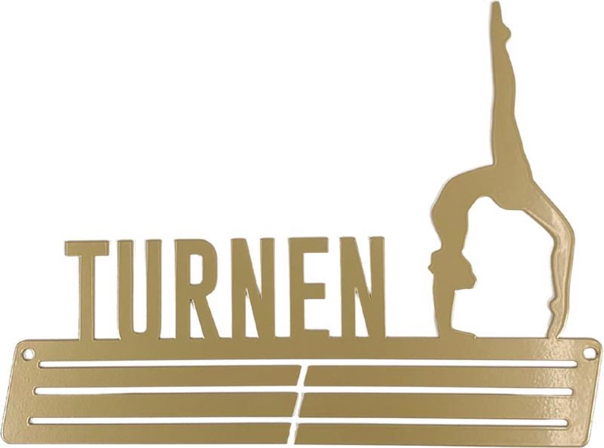 Sparkle&Dream Medaille hanger 'Turnen' 3 Laags Goud - voor turnen en gymnastiek