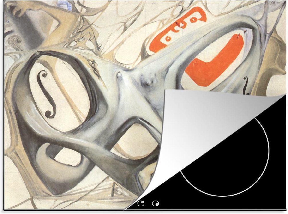 Luxe inductie beschermer Salvador Dali 3 - 65x52 cm - Topological Contortion Of A Female Figure Becoming A Violoncello - Schilderij van Salvador Dali  - inductiebeschermer
