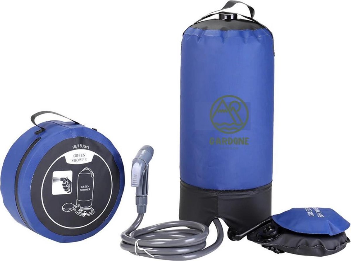 Gardone Camping Douche - Campingdouche Draagbaar - Draagbare sproeier - Niet-Elektrisch - Geen Elektriciteit Nodig - Blauw