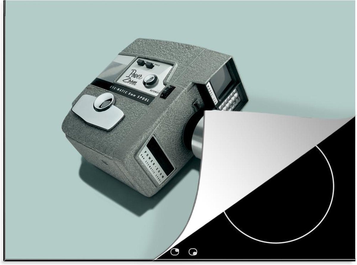 Inductie beschermer - Vintage - Film camera - Blauw - 75x52 cm - inductiebeschermer