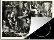 Luxe inductie beschermer Bier brouwen illustratie - 60x52 cm - Illustratie van werknemers in bierbrouwerij  - inductiebeschermer