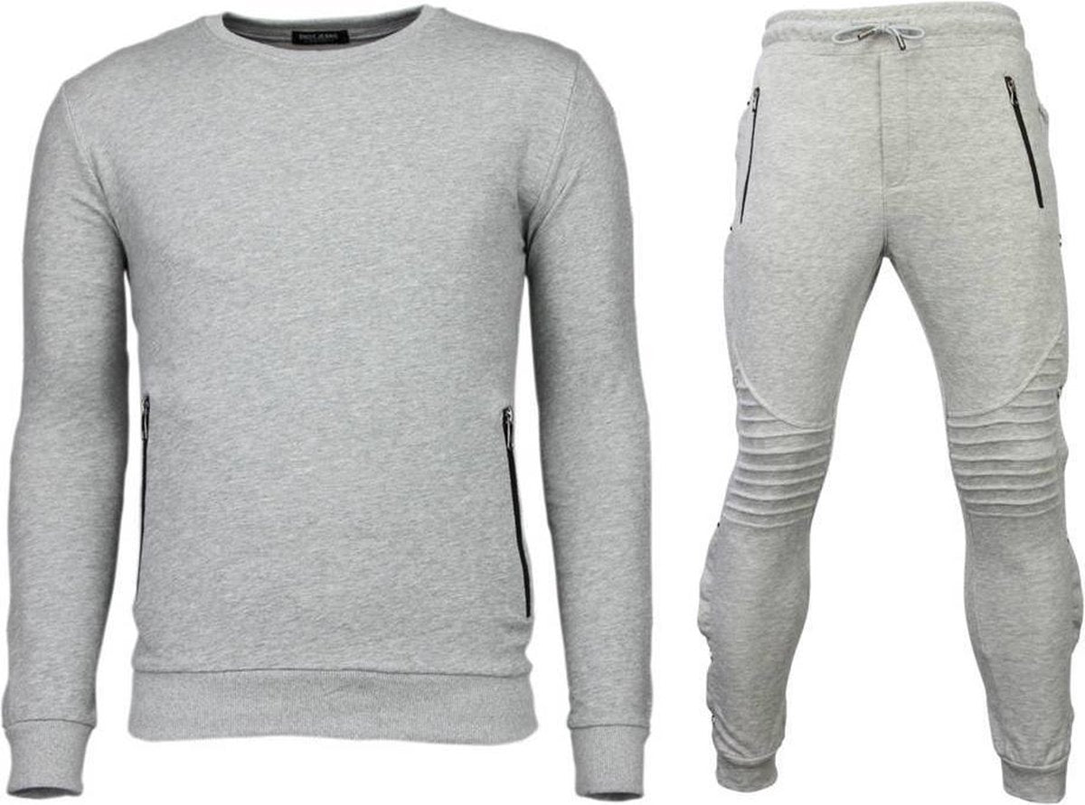 Enos Trainingspakken Basic - Buttons Joggingpak - Grijs - Maat: S