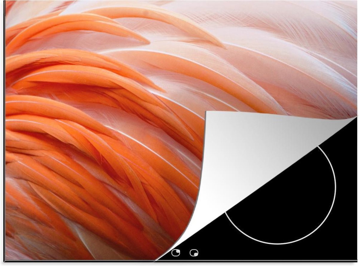 Luxe inductie beschermer Macro Abstract - 70x52 cm - Close-up abstracte flamingo veren  - inductiebeschermer